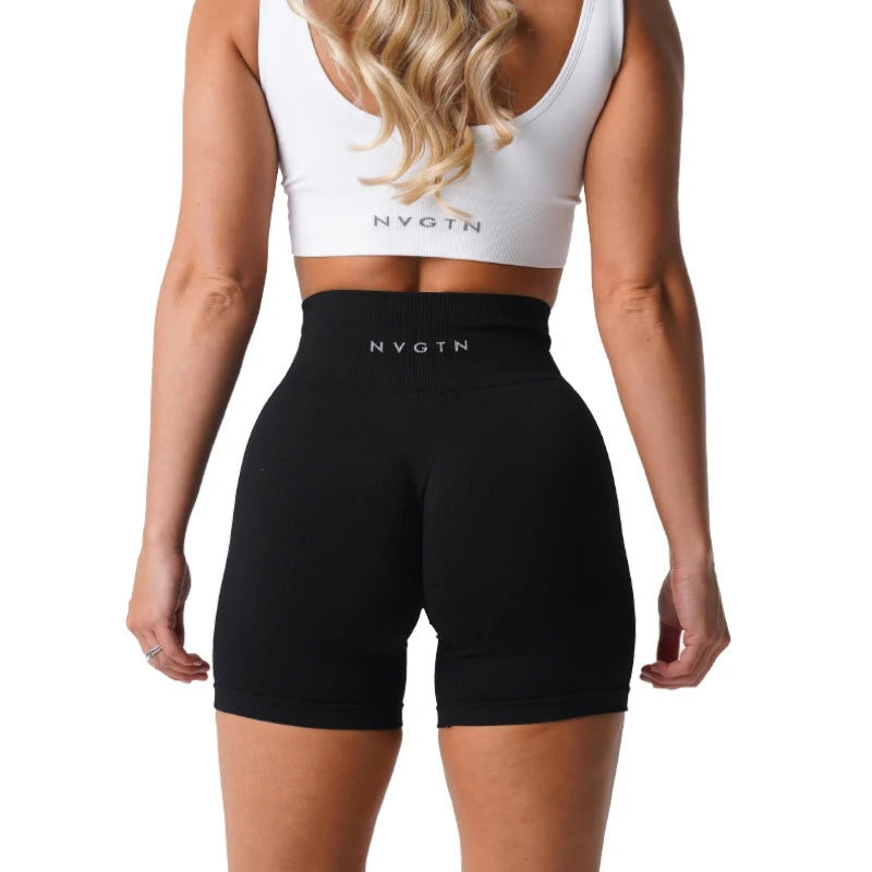 Shorts Sólido Sem Costura Fitness